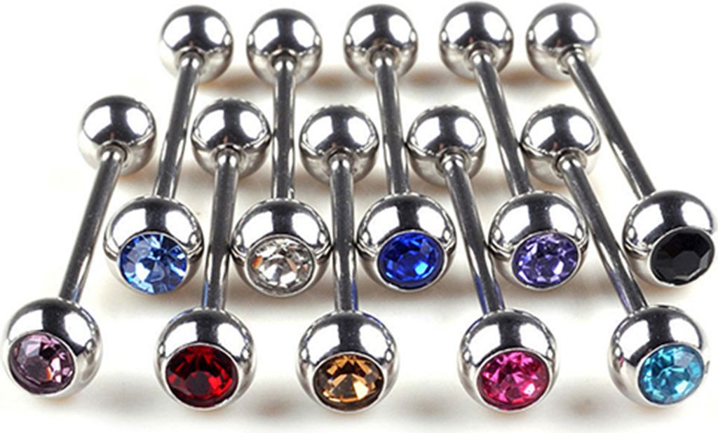10 Stück Uni Punk Mixed Rhinestone Ball Barbell Produktbild 