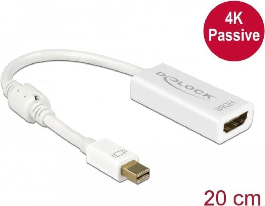 Adapter mini DisplayPort 1.2 auf HDMI Buchse 4K Weiß Passiv
