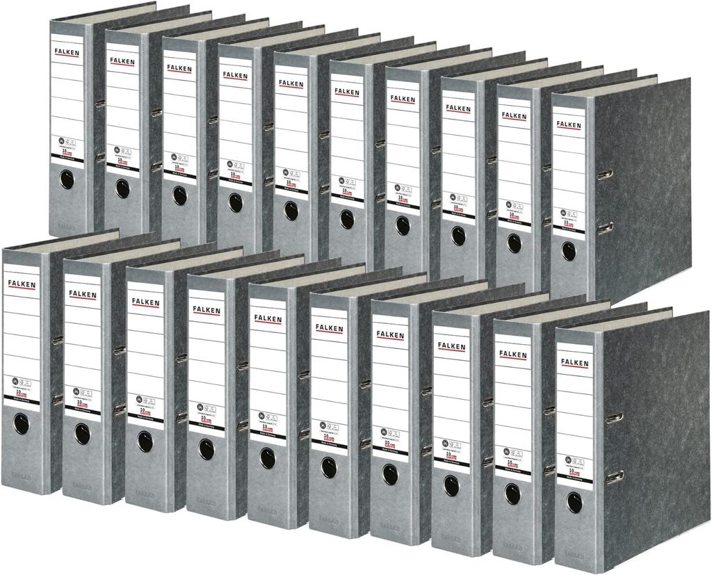 Falken 20x Ordner RC-Wolkenmarmor A4 farbiger Rücken 80mm Rücken 10311975F