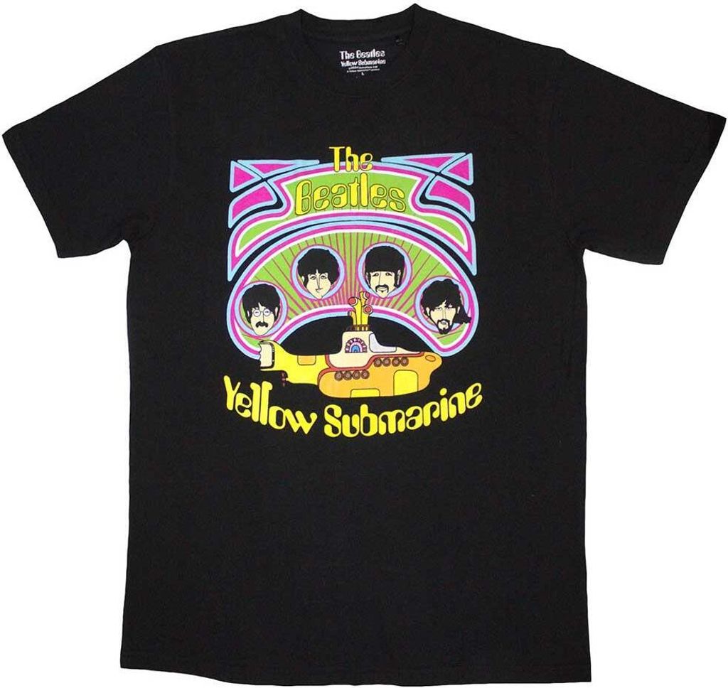 The Beatles - "Yellow Submarine Heads In Circles V2" T-Shirt für Herren/Damen Uni RO11811 (XL) (Schwarz)