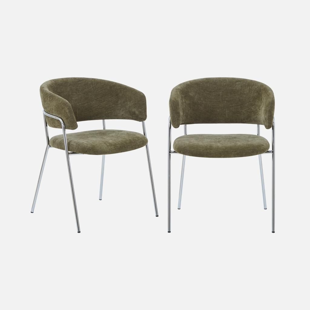 sweeek - 2er-Set Vintage-Sessel mit verchromtem Gestell und Produktbild 