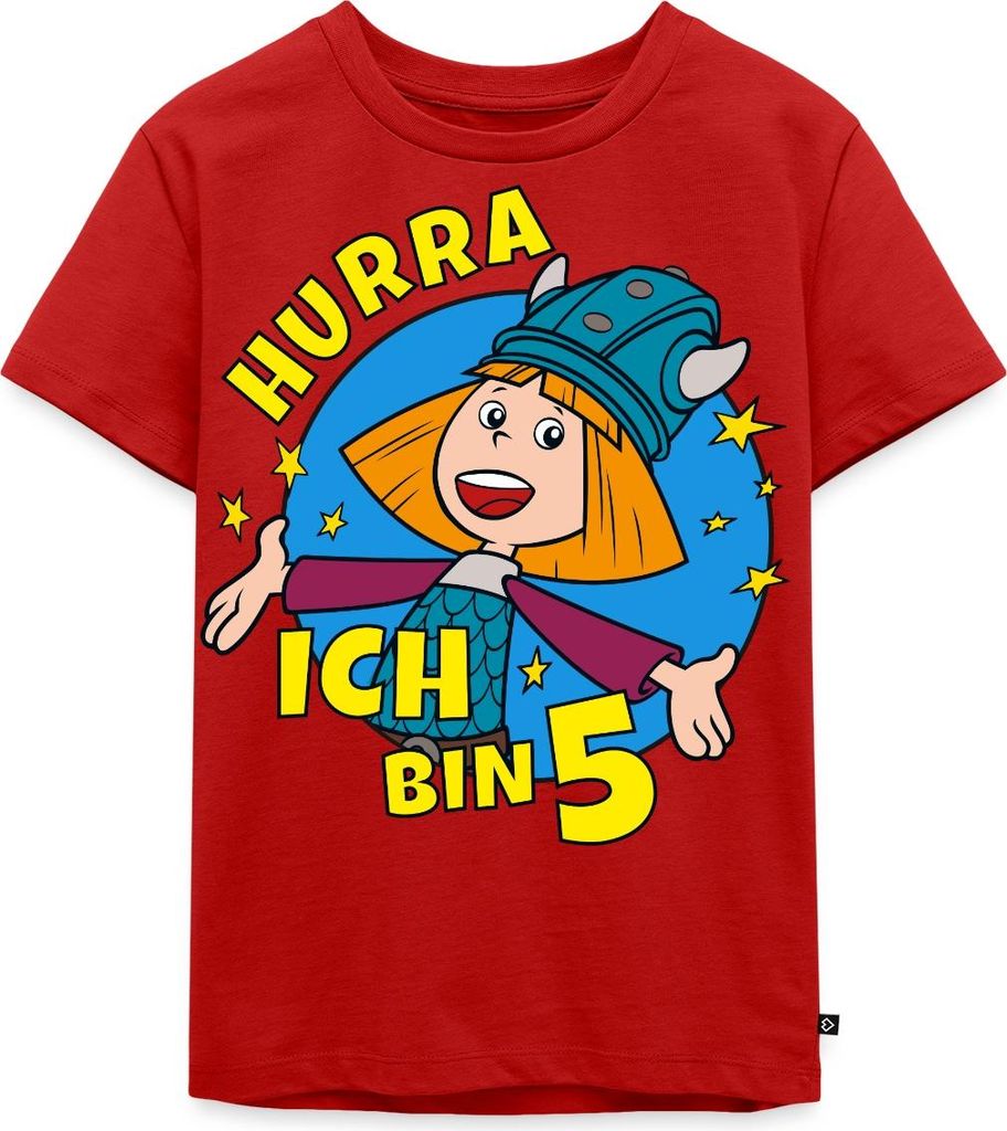 Spreadshirt Wickie Und Die Starken Männer 5. Geburtstag Kinder Premium T-Shirt, 122/128 (6 Jahre), Rot