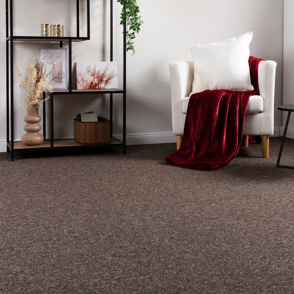 Steffensmeier Schlingen Teppichboden Meddon XL Meterware | Auslegware für Flur Büro | 1m 2m 3m 4m 5m breit! | Braun, Größe: 500x400 cm