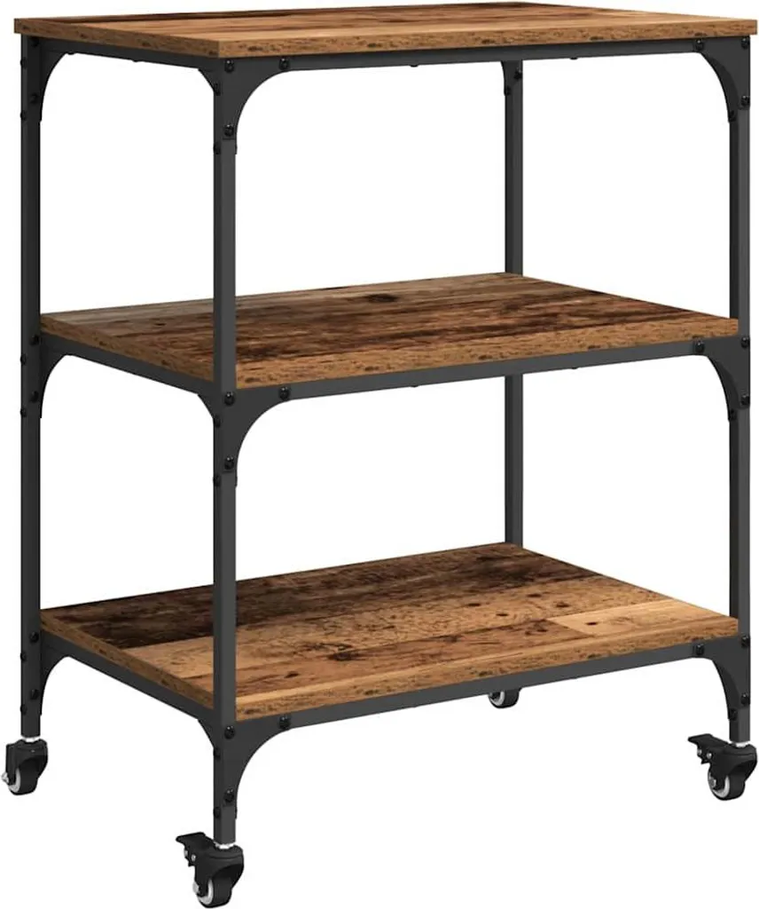 Mobile Carrello Cucina Eco-Friendly Legno Recuperato 60x41x76cm