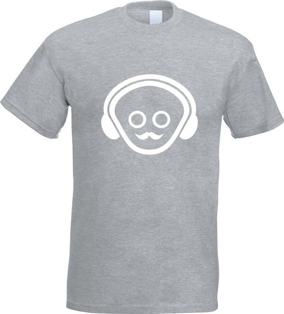 Kiwistar - T-Shirt - Graumeliert - Mustache Motiv Bedruckt Funshirt Design Print - mit Motiv Bedruckt - Funshirt Design - Sport - Freizeit - Herren...