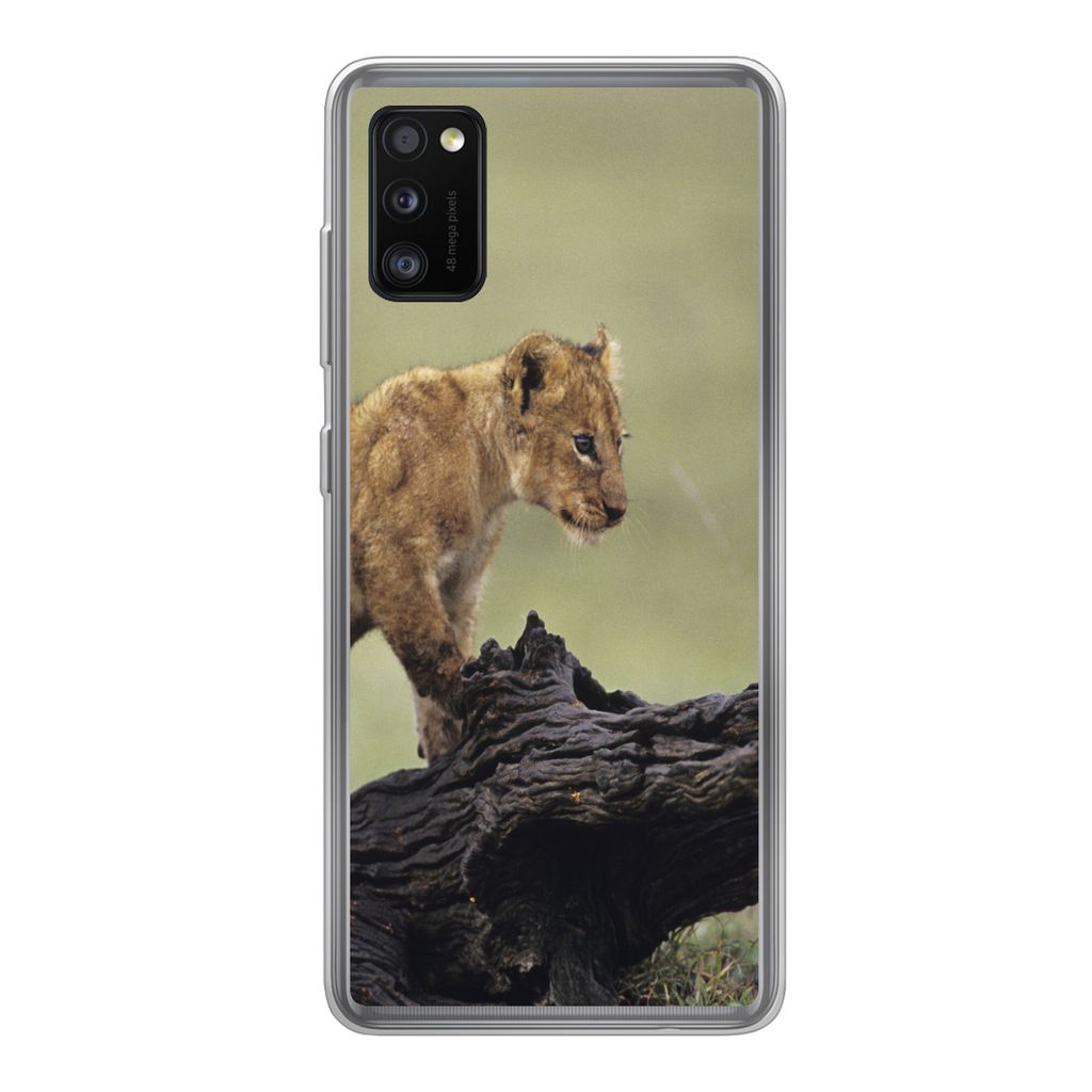 MuchoWow Handyhülle Schutzhülle Hülle für Samsung Galaxy A41 Löwe - Rüssel - Junge Silikon Softcase Handy Hülle - Mobiltelefon