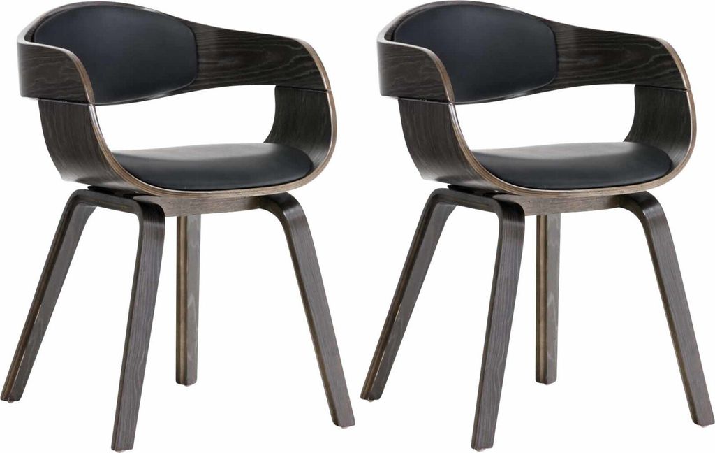 CLP 2er Set Stühle Kingston Kunstleder Mit Holzgestell Farbe schwarz/grau