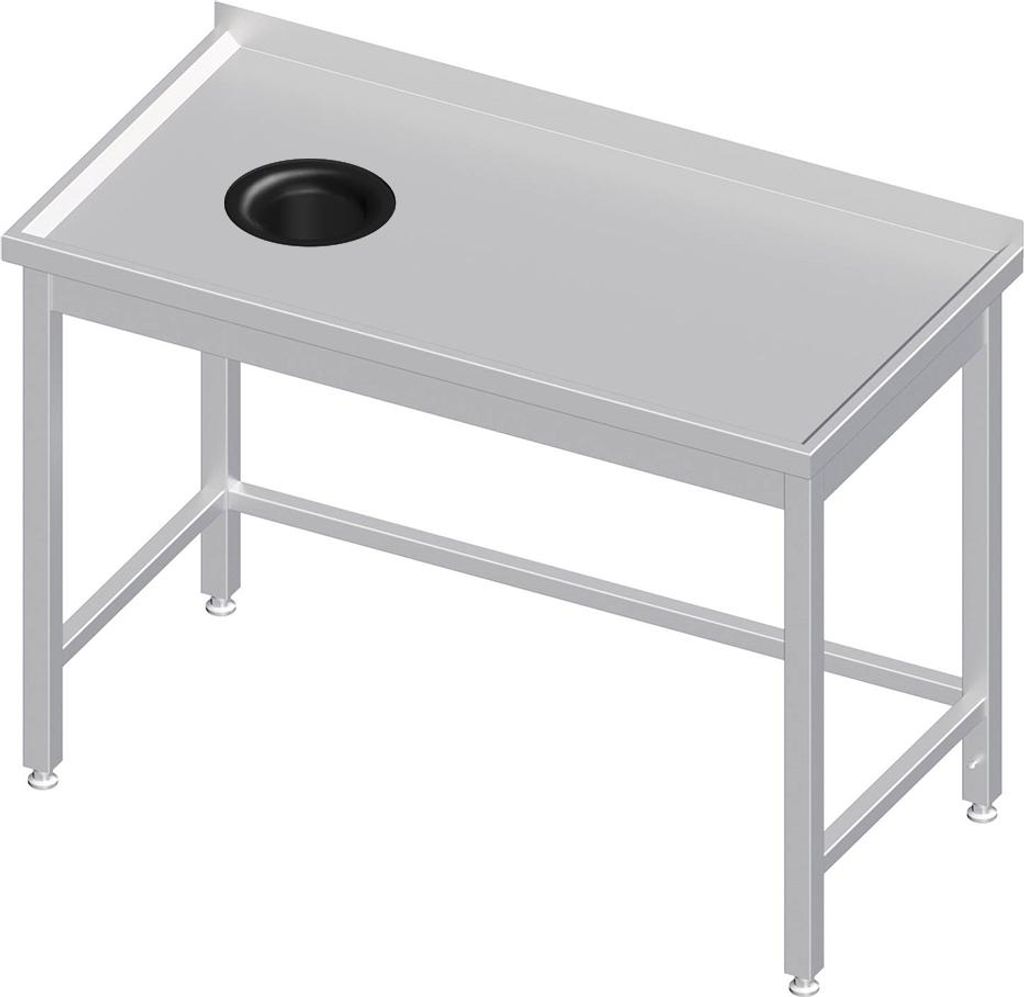 Arbeitstisch ohne Grundboden, 800x700x850 mm, mit Abfallloch links, mit Aufkantung, verschweißt