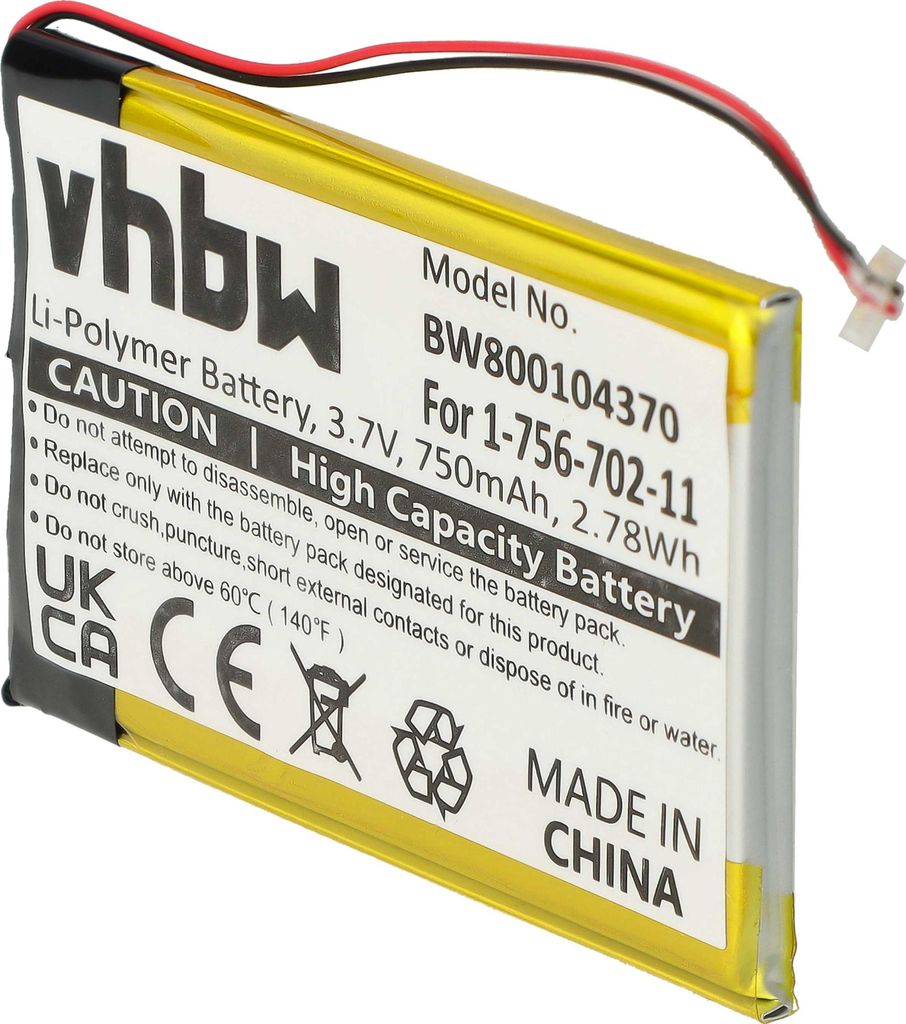 vhbw Akku kompatibel mit Sony NWZ-A829, NWZ-A829BLK, Produktbild 
