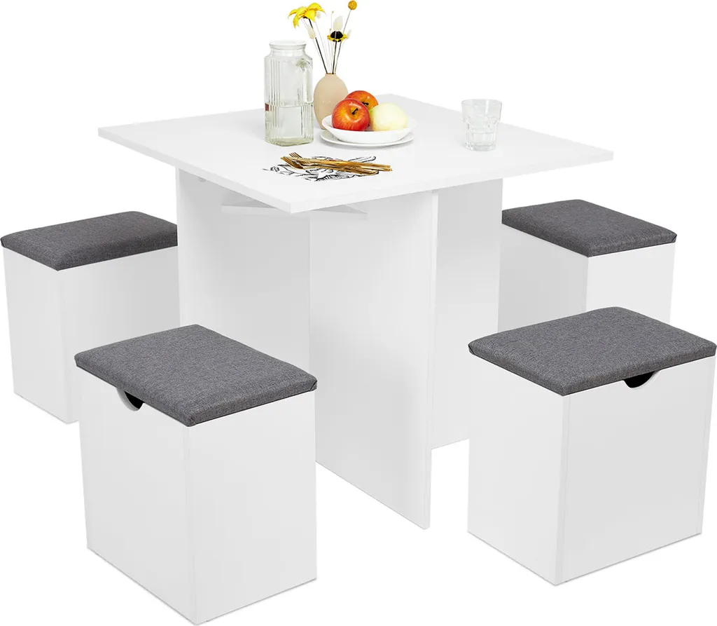 Mondeer Ensemble Table à Manger avec 4 Tabourets de Rangement Pratiques - 13