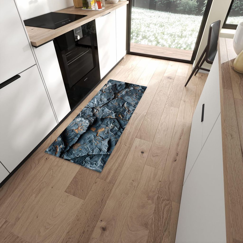 Küchenteppich 60x150cm rutschfest & abwischbar PVC Läufer - Gesteinsformation