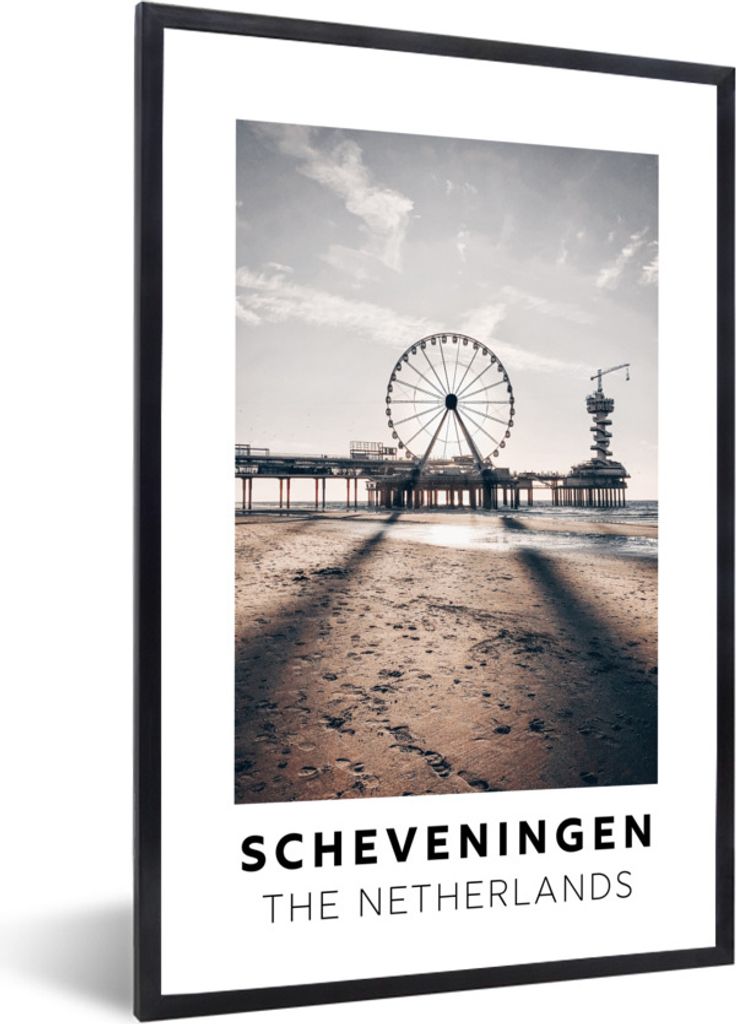 MuchoWow Gerahmtes Poster Niederlande - Scheveningen - Reuzenrad 60x90 cm - Poster mit Schwarzem Bilderrahmen Wandposter Rahmen Foto Bilder - Kunst