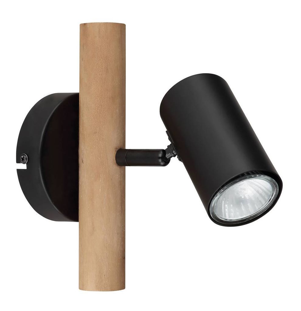 Spotleuchte HERTI GU10 LED 1x5W Holz dunkelbraun, Metall schwarz matt B:10cm H:20cm