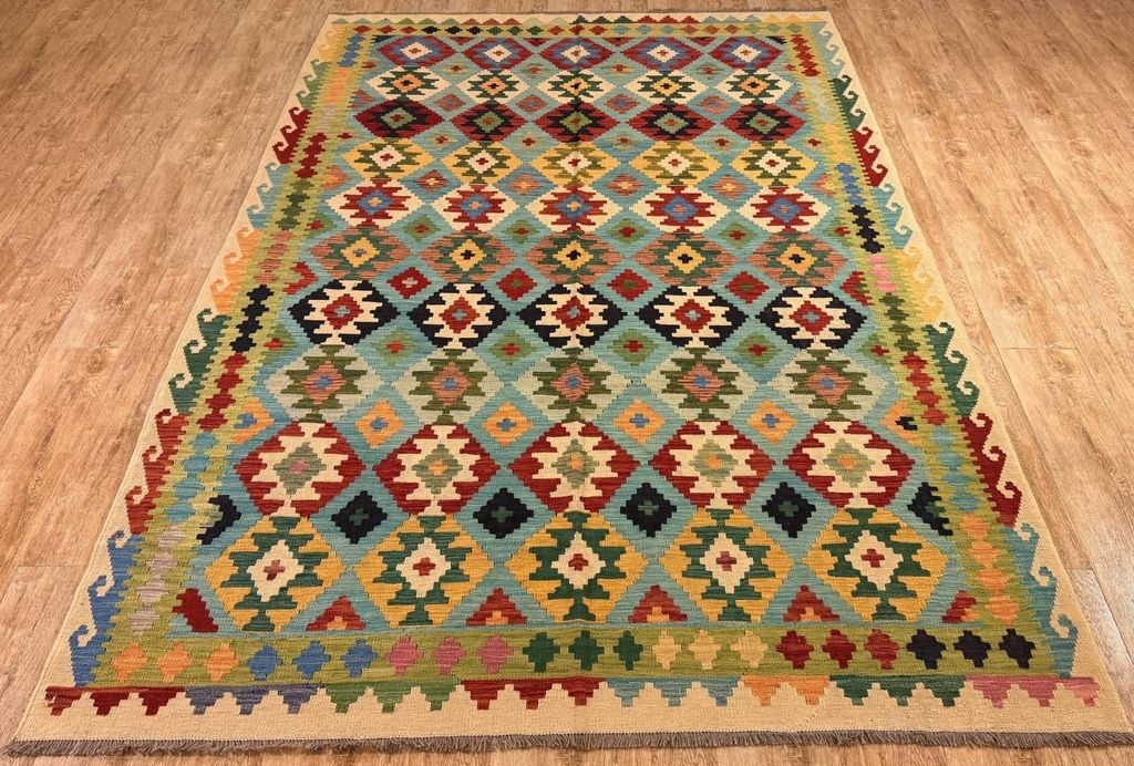 Teppich KELIM ORIGINAL | Farbe: Multi; Größe: 196x299 cm | strapazierfähig und leicht zu reinigen | Wohnzimmer | Schlafzimmer