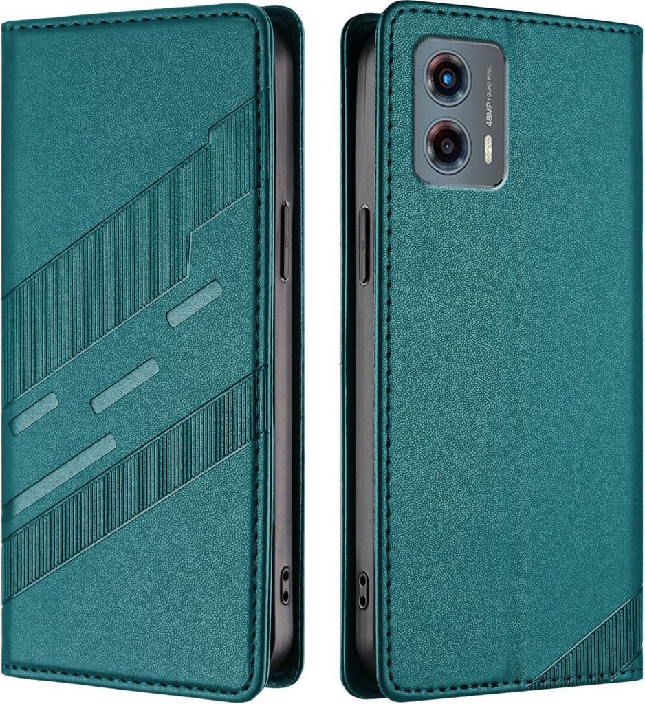 Hülle für Motorola Moto G 5G 2023, Kunstleder Brieftaschen Handyhülle mit Kartenfach und Standfunktion Grün