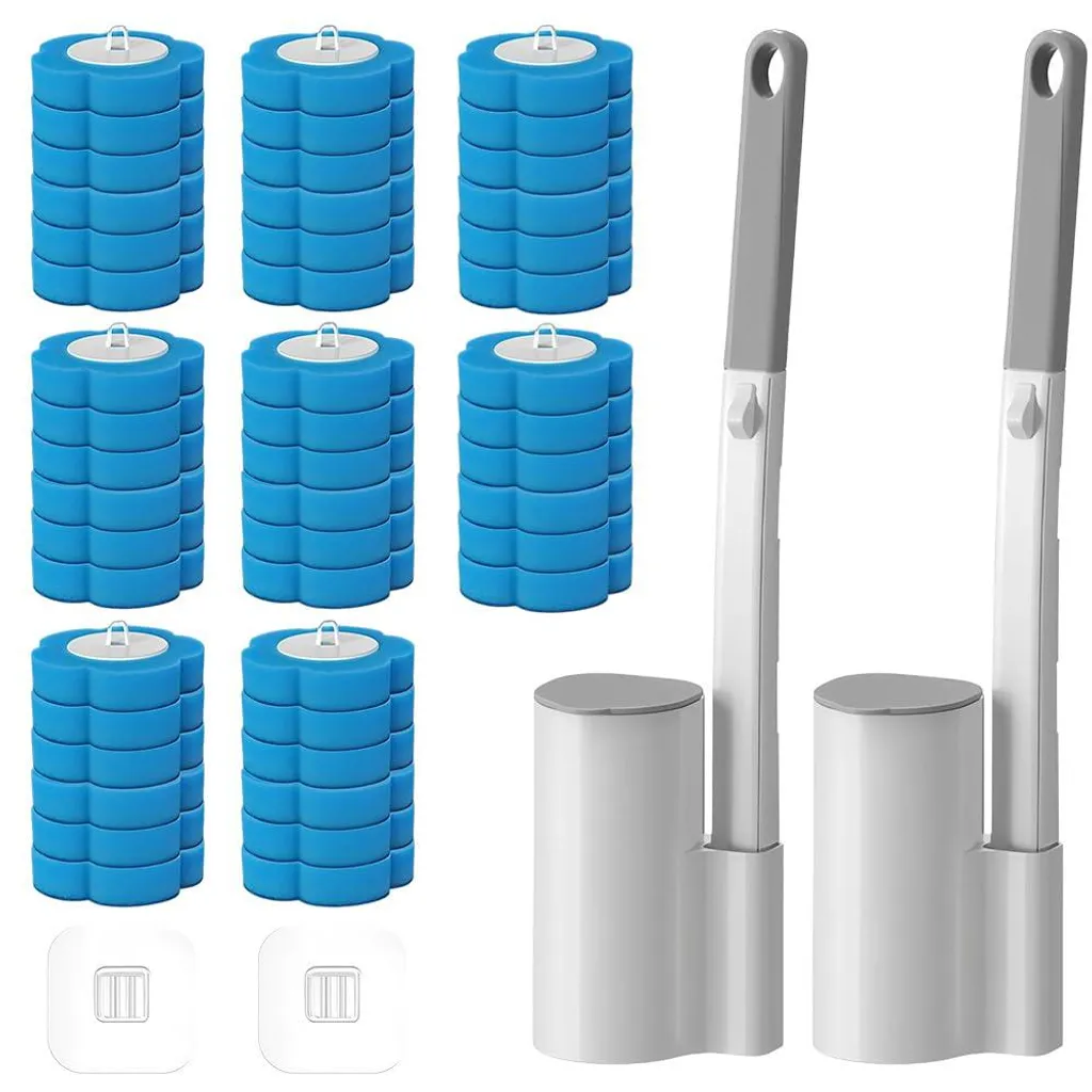 Brosse de toilettes jetable lot de 2 avec 48 recharges pour hygiène