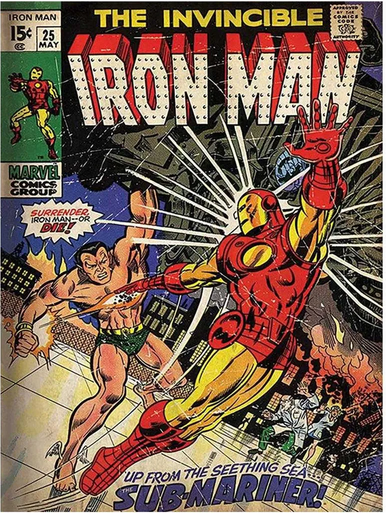 Tableau Marvel pour Bureau Iron Man Sub-Mariner Toile Déco 80x60 cm
