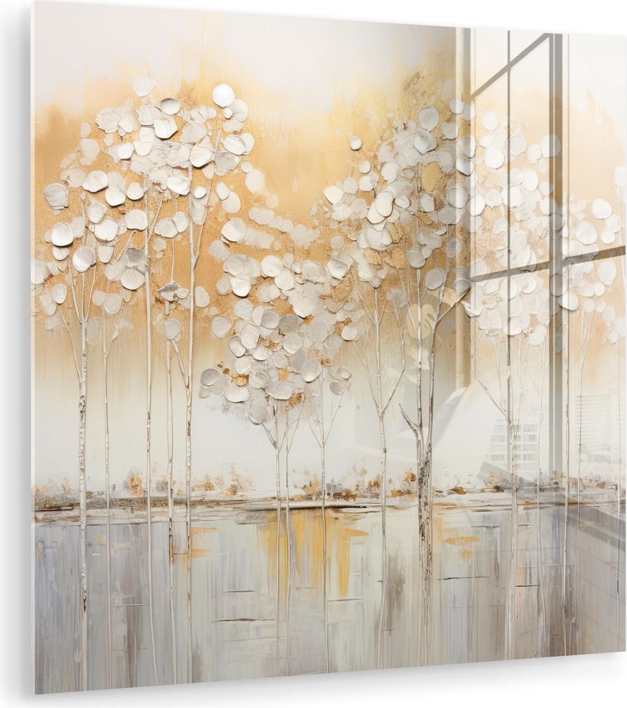 MuchoWow Glasbilder - Bilder auf Wandbild - Foto auf Glas Bäume - Kunst - Acryl - Natur 50x50 cm Wanddekoration aus Glas - Acrylglasbild - Acrylbi...