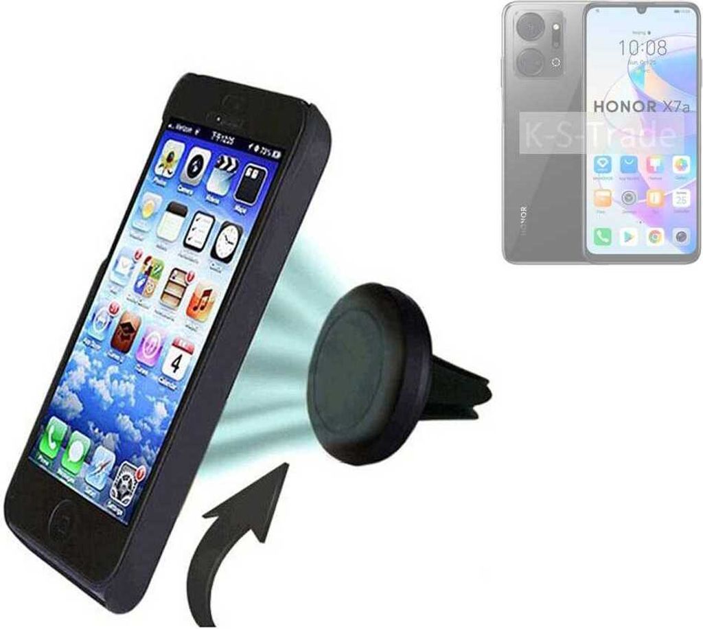 K-S-Trade kompatibel mit Honor X7a Auto Handy Halterung KFZ Halter Lüftungsgitterhalterung Air Vent mount Smartphone Halter