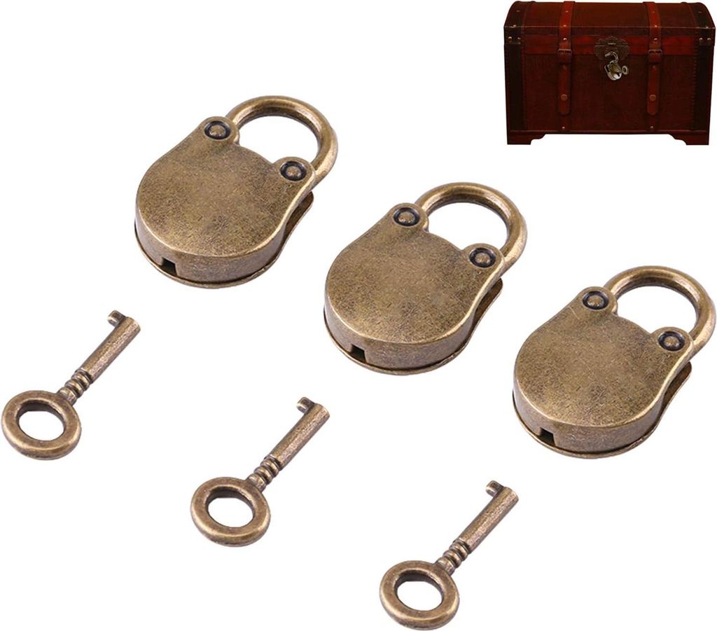 3 Sets Antike Zinklegering Hangschlösser im Vintage-Stil mit Kleinem Bären-Design - Für Schmuck, Tagebuch, Gepäck und Holzkiste