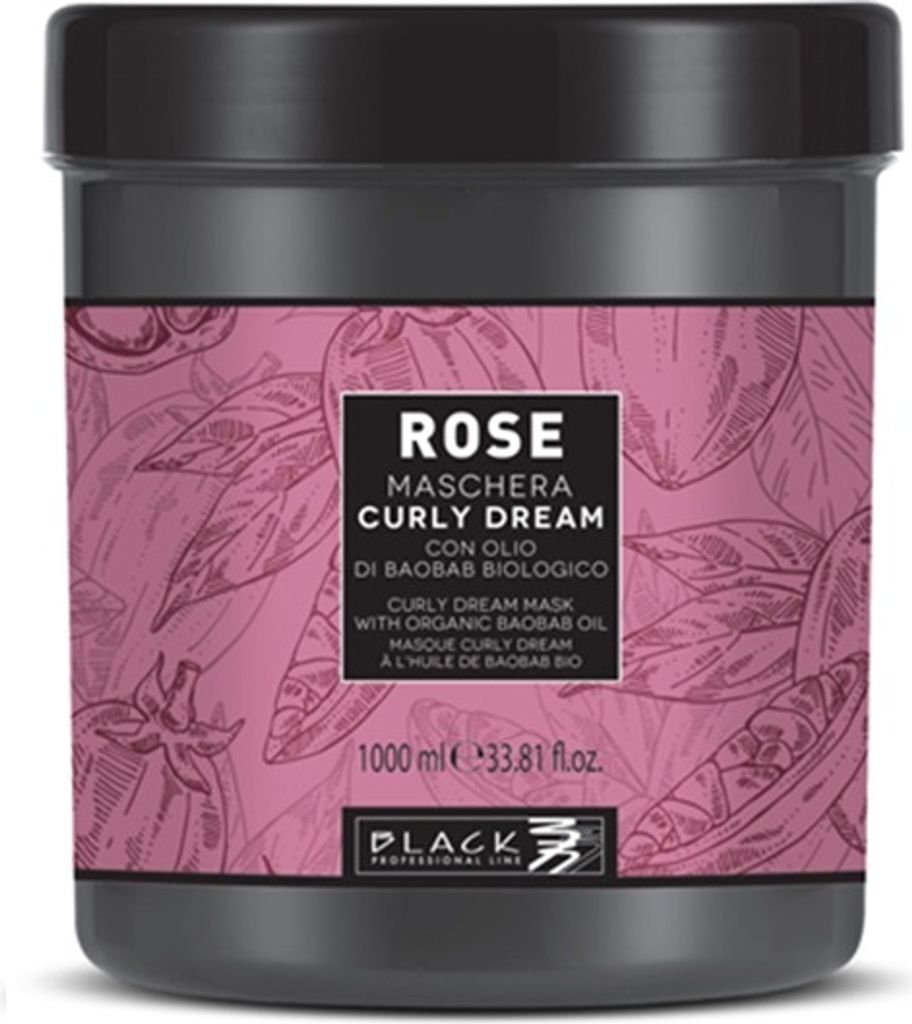 Schwarze professionelle Rose Curly Dream Mask 1000 ml Maske Produktbild 