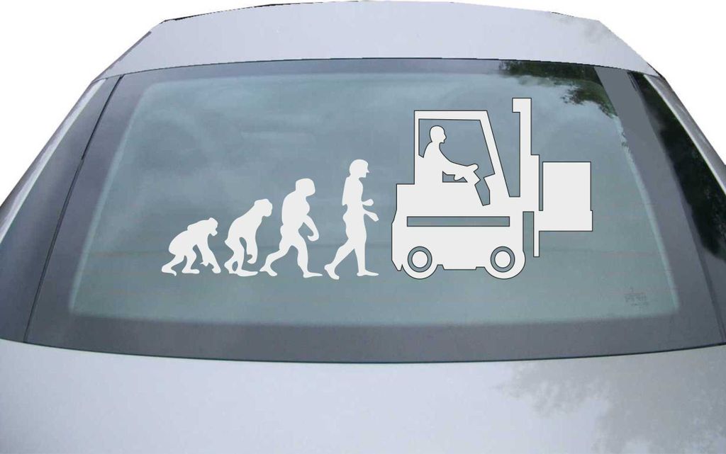 Indigos UG - Aufkleber Heckscheibe & Motorklappe DE7060 - silber - 600x252 mm - Evolution Gabelstapler - Auto Scheiben Fenster Heckklappe Tuning Ra...