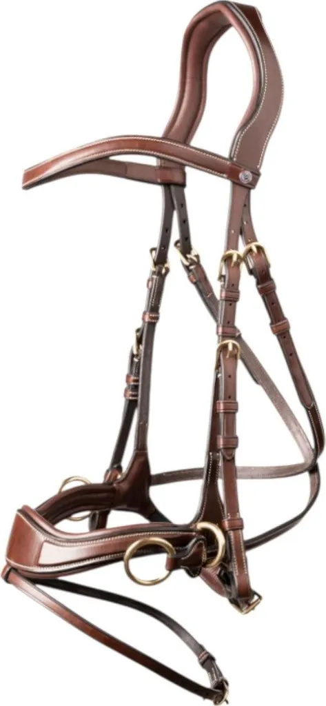 Bridon Falsterbo T-Motion Trust Equestrian en cuir marron et boucles or
