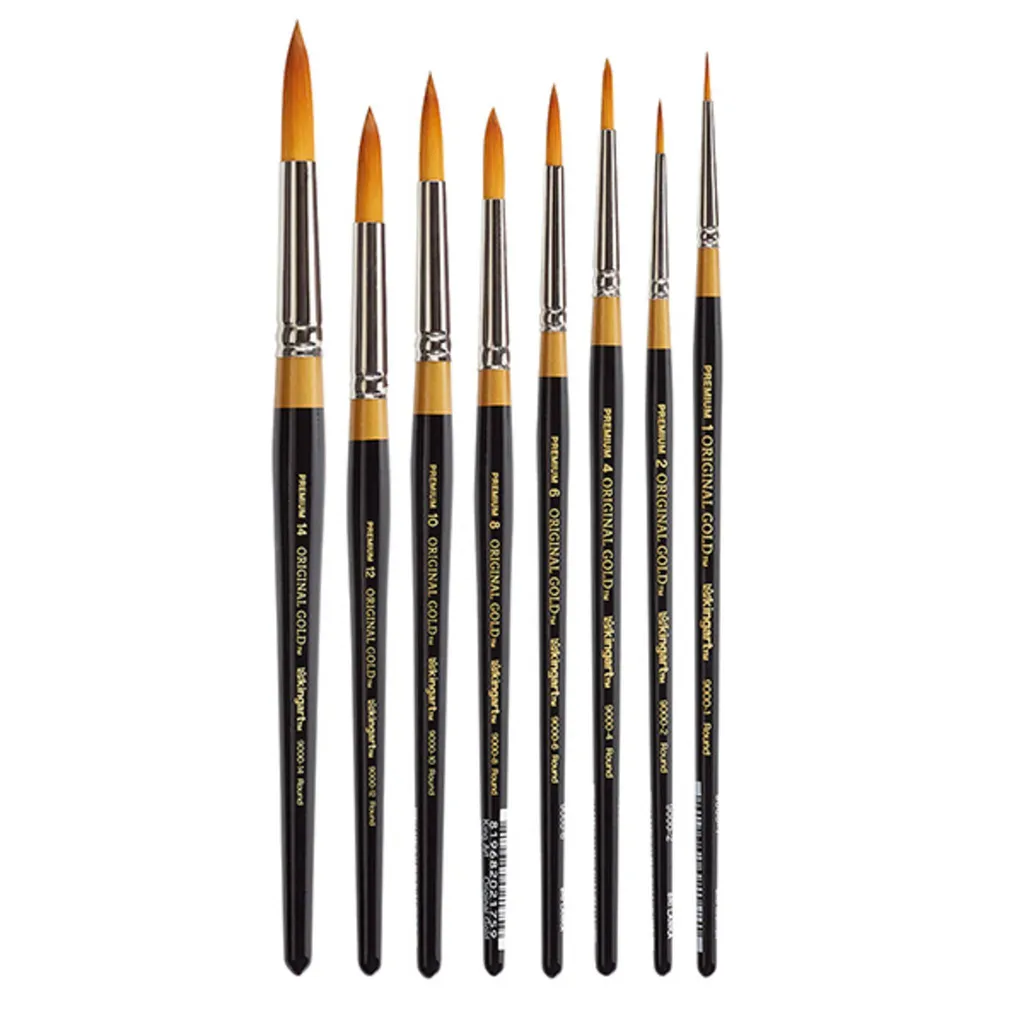 Pinceaux Kingart Original Gold 9000 Round en Taklon Doré Supérieur