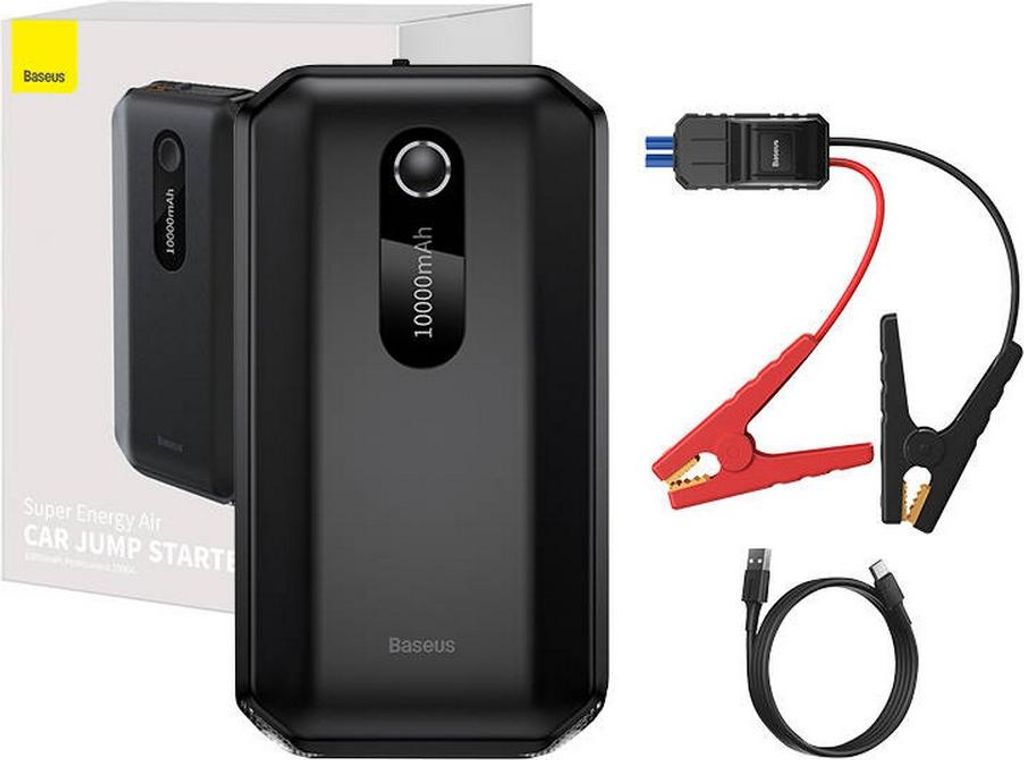 Baseus Power Bank Power Starter Starthilfe 10000mAh 12V (1000A / 500A) Powerbank + Krokodilklemmen schwarz (CGNL020101)