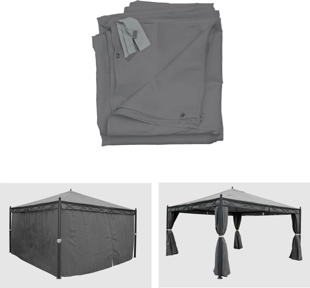 4er-Set Seitenwand für Pergola Cadiz, Ersatzseitenwand Pavillon 4x4m, Polyester grau