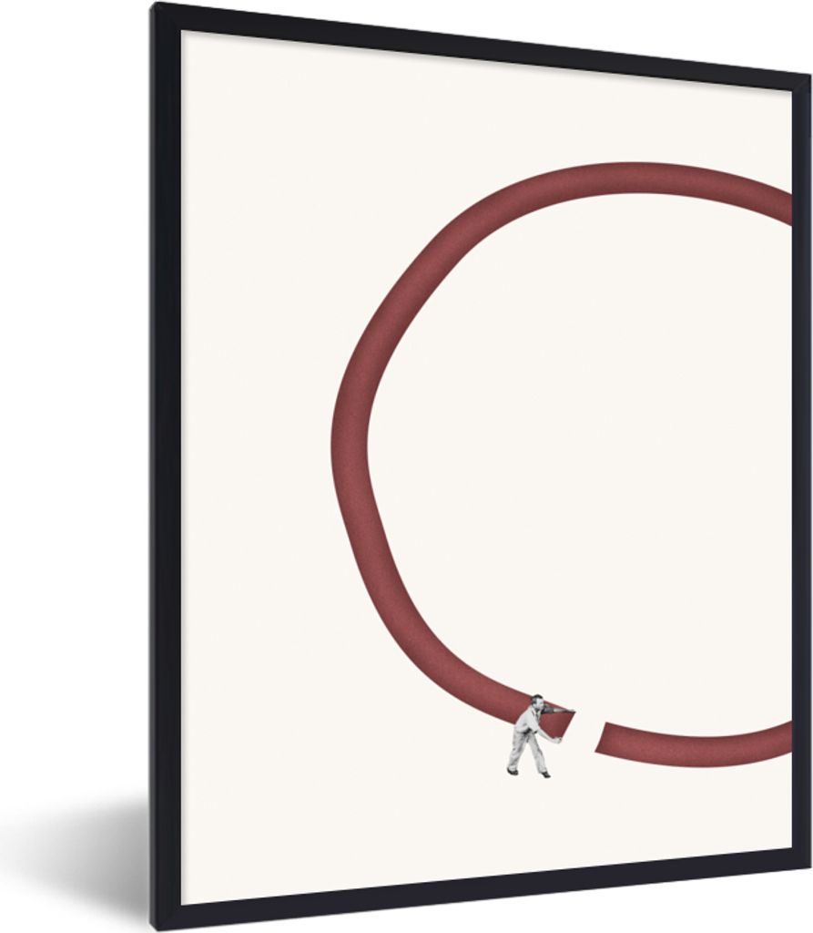 MuchoWow Gerahmtes Poster Kreis - Mann - Jahrgang 60x80 cm - Poster mit Schwarzem Bilderrahmen Wandposter Rahmen Foto Bilder - Premium - Wanddeko...