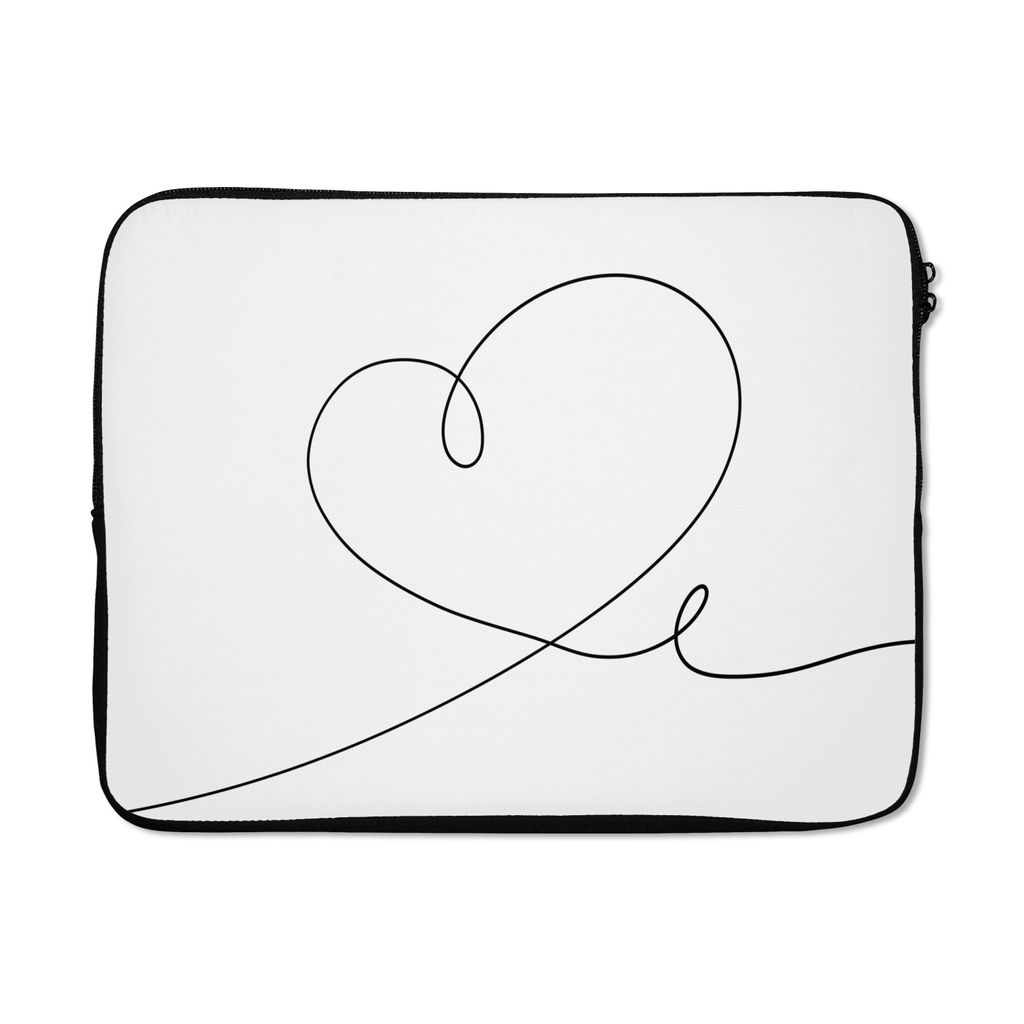MuchoWow Laptop Hülle 17 Zoll Laptoptasche Einzeilige Illustration eines Herzens - Zipper - Schutzabdeckung