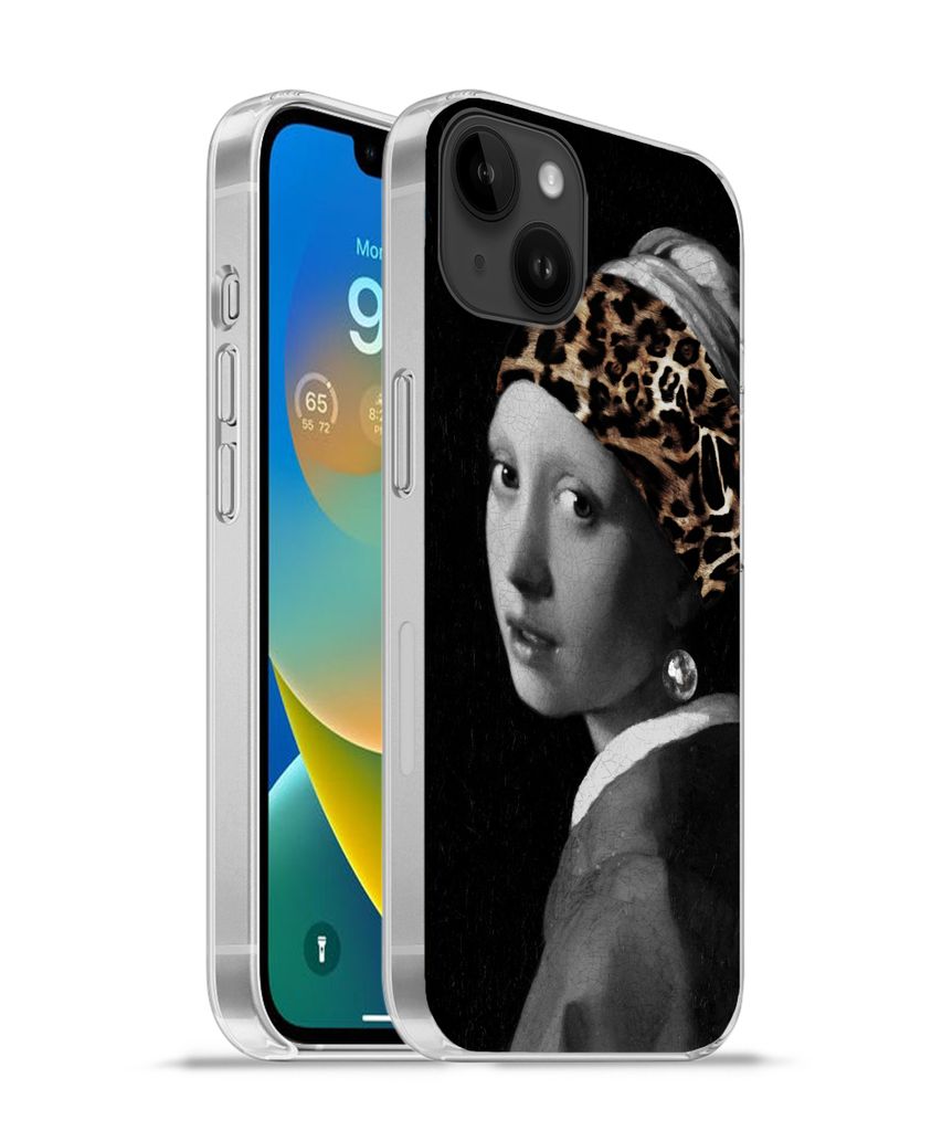 MuchoWow Handyhülle Schutzhülle Hülle für Apple iPhone 14 Plus - Soft case Mädchen mit dem Aufdruck - Pantheraufdruck - Schwarz - Weiß Sili...