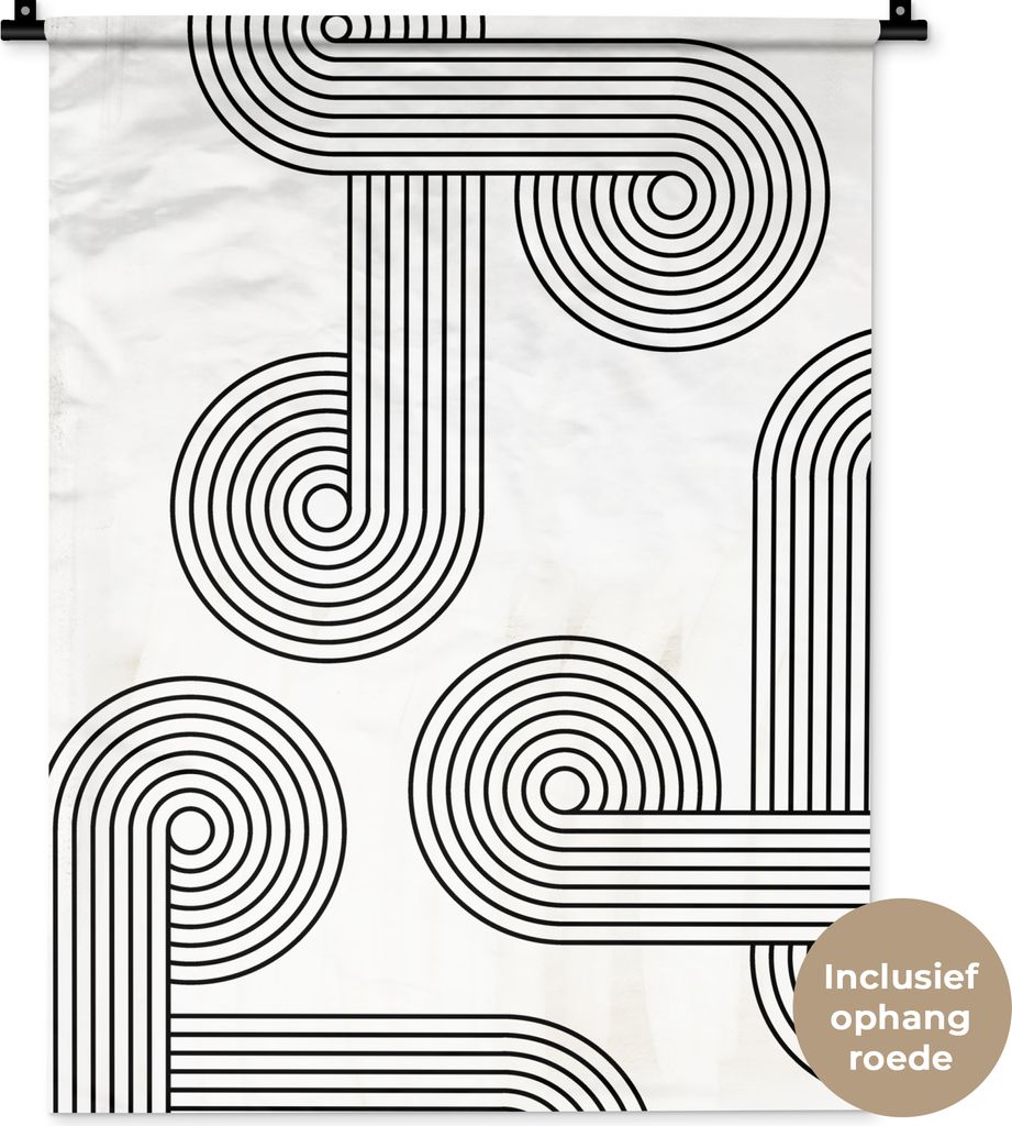 MuchoWow® Wandteppich Wandbehang Kunst - Kreis - Schwarz - Produktbild 