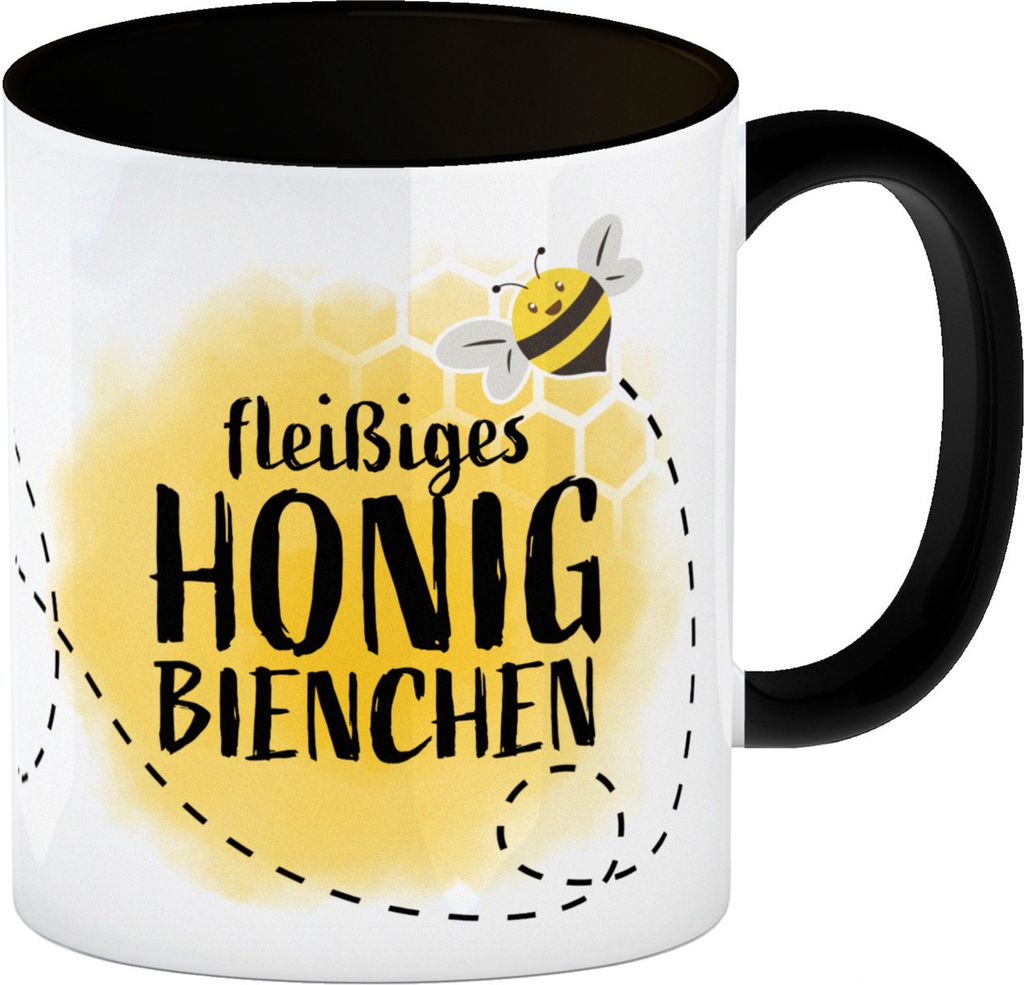 Fleißiges Honigbienchen Kaffeebecher Schwarz Die fleißige Biene umschwärmt den