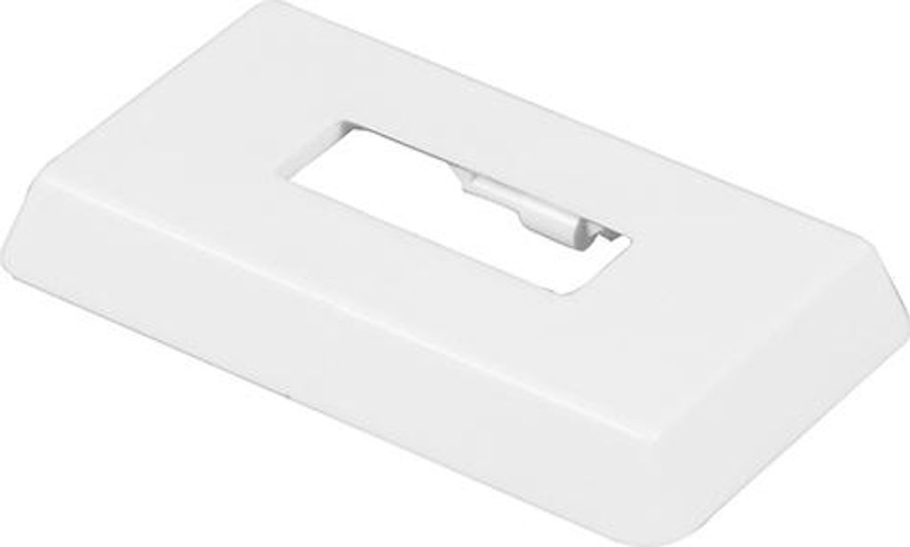 A white rectangular cover with a rectangular opening in the center, shown from a diagonal angle.