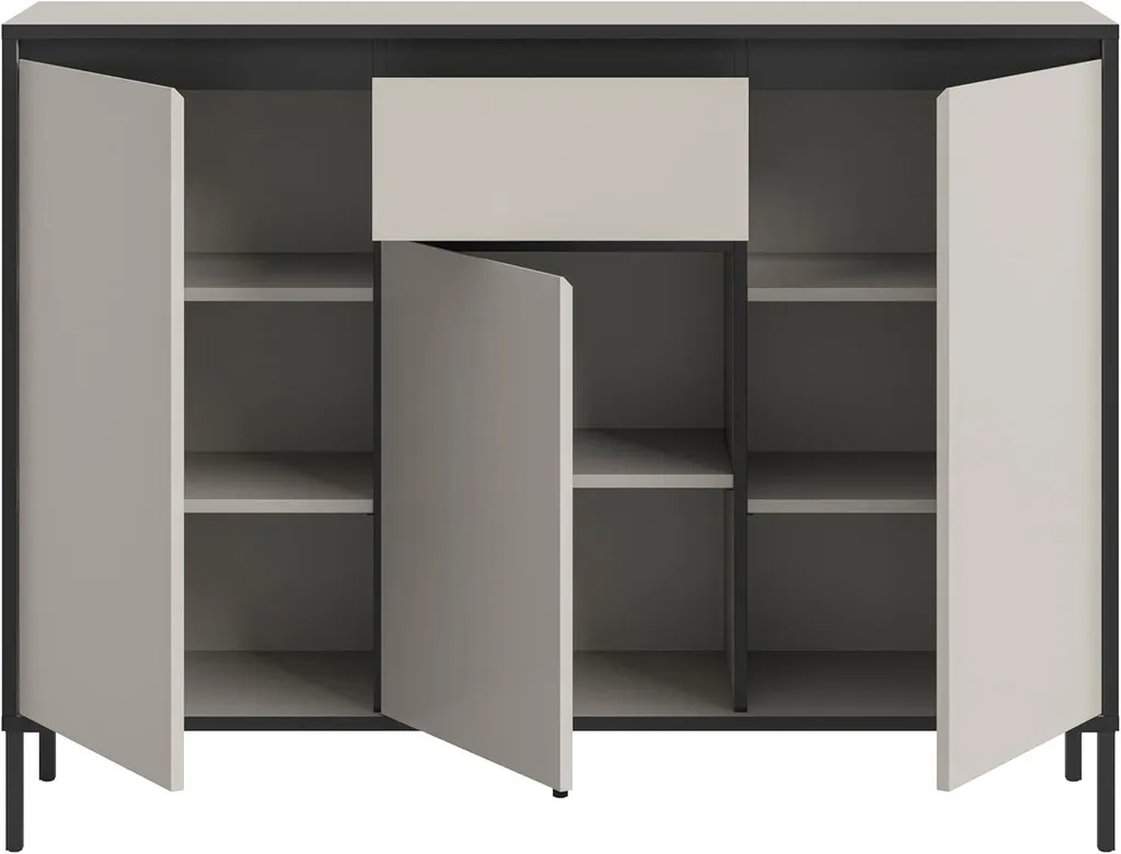 Buffet Tron 3 Portes : Solution Rangement Compacte Teinte Cachemire