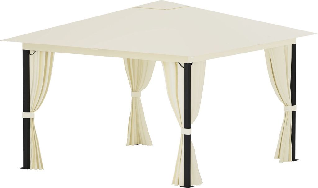 ALEOS. Garten - Pavillon Monza 3x3 Meter, Gartenpavillon 9m² einfacher Aufbau ohne Werkzeug, Klicksystem, Dach 100% WASSERDICHT UV30+, mit 4 Vorh...