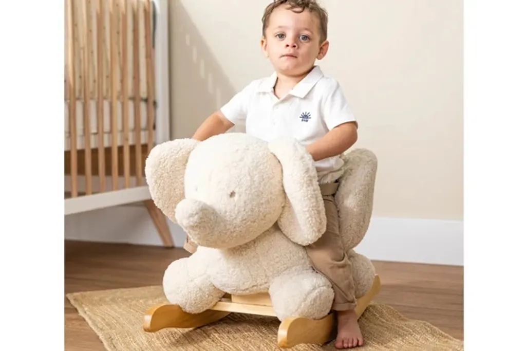 NATTOU Balançoire Teddy Éléphant en peluche écru pour bébé dès 10 mois