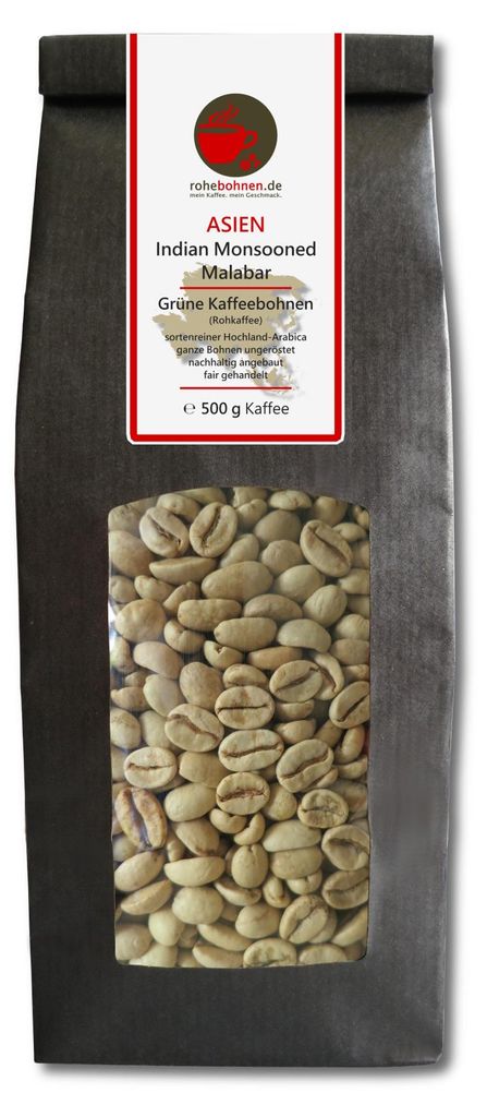 Rohkaffee Arabica Indian Monsooned Malabar 500g