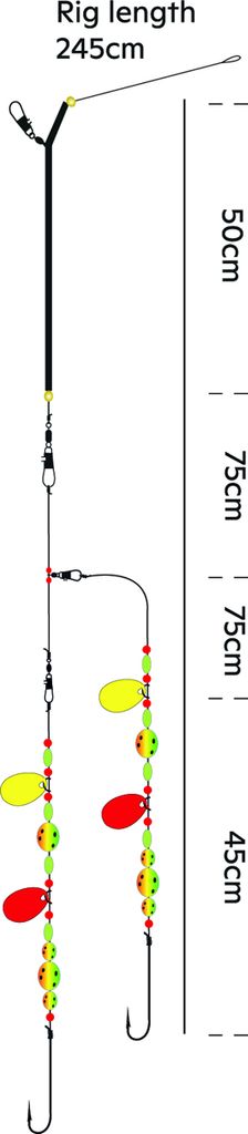 Kinetic Sabiki Sea Boom #1/0 Fire Tiger Plattfisch Scholle Flunder Vorfach Rig system