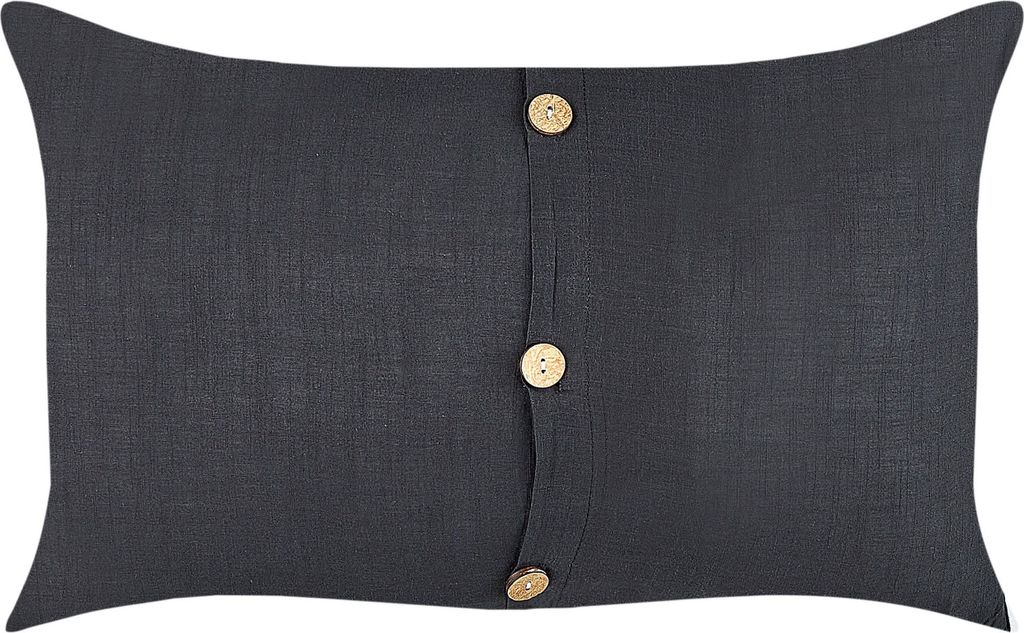 BELIANI Dekokissen 2er Set Schwarz mit Holzknöpfen 30 x 50 cm Rechteckig Abnehmbarer Bezug für Wohnzimmer Schlafzimmer Sofa Sessel Bett