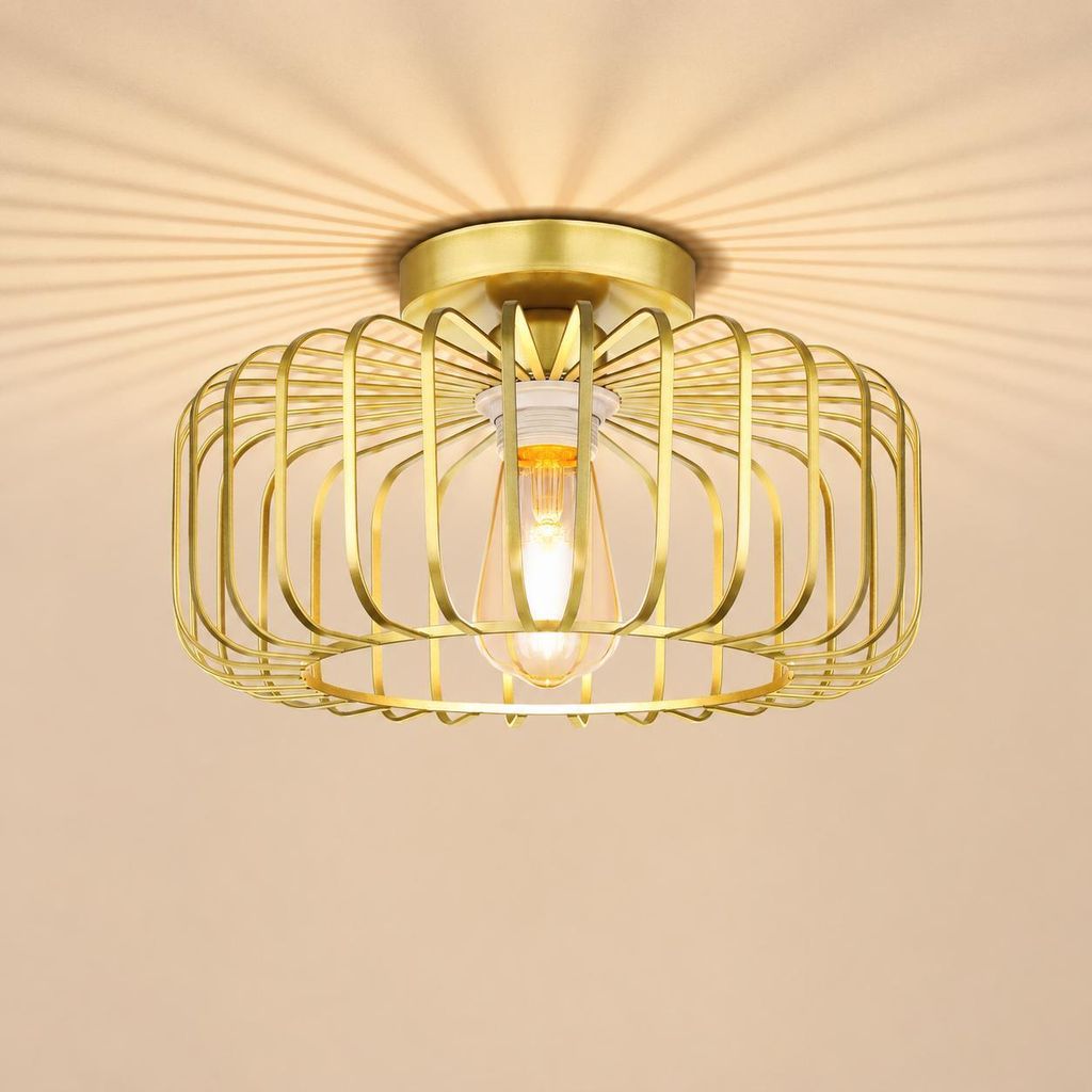 Deckenlampe Golden Metall Deckenleuchte E27 Fassung Ø30cm Produktbild 