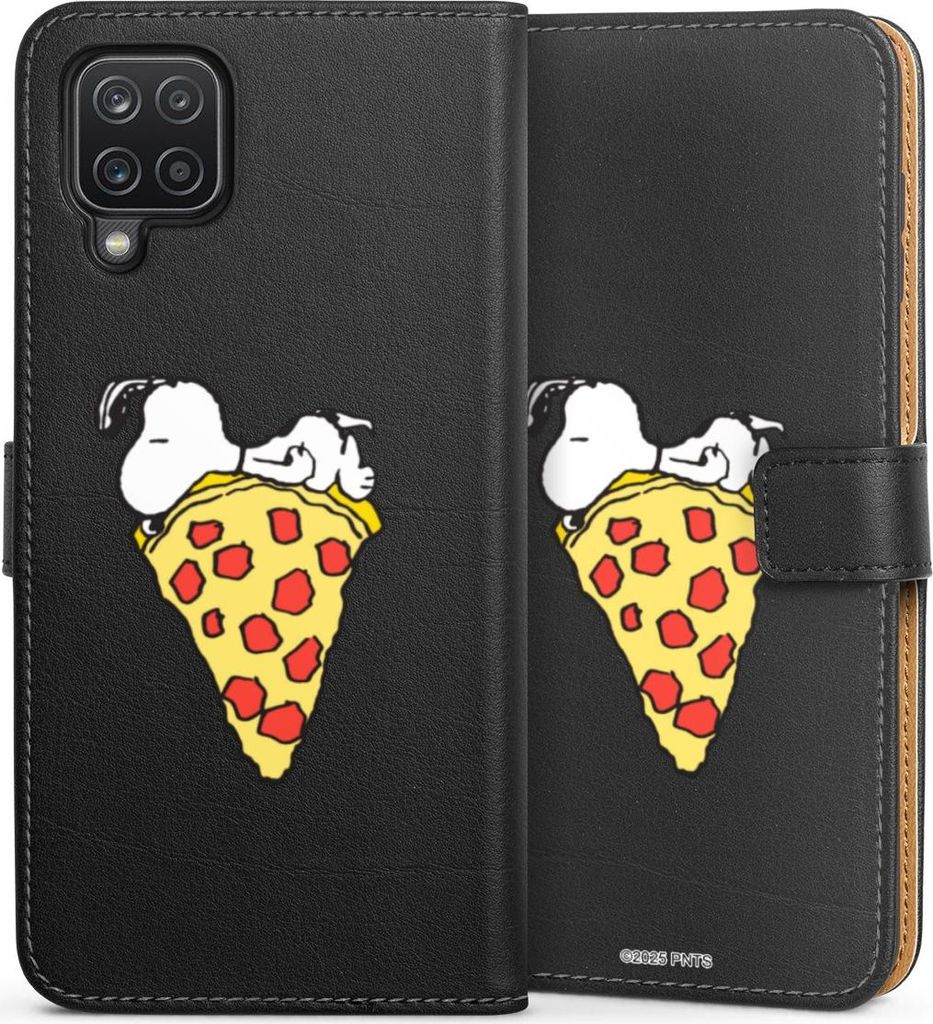 DeinDesign Klapphülle für Samsung Galaxy A12 Handytasche Lederhülle Tasche Pizza Peanuts Snoopy