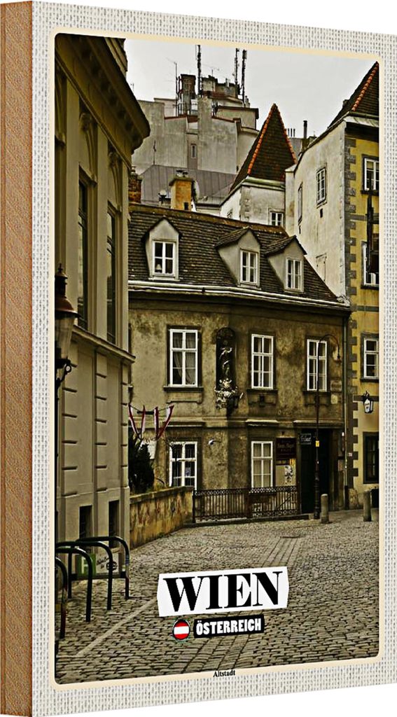 Holzschild Reise Wien Österreich Altstadt Architektur 20x30cm