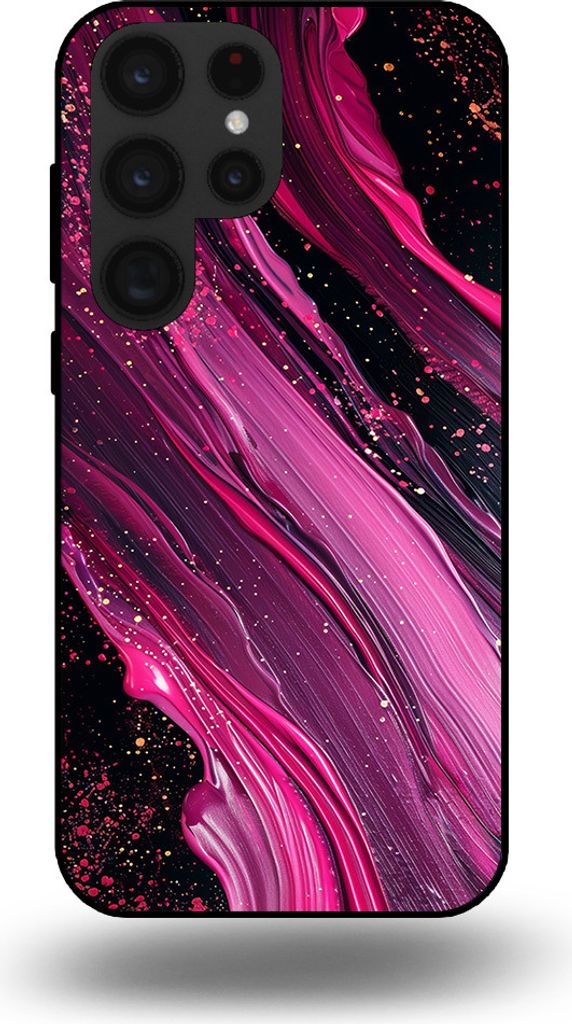 Smartphonica Handytasche passend für Samsung Galaxy S23 Ultra mit Marmordruck - TPU Rückseite Hülle Marmor Design - Lila Pink