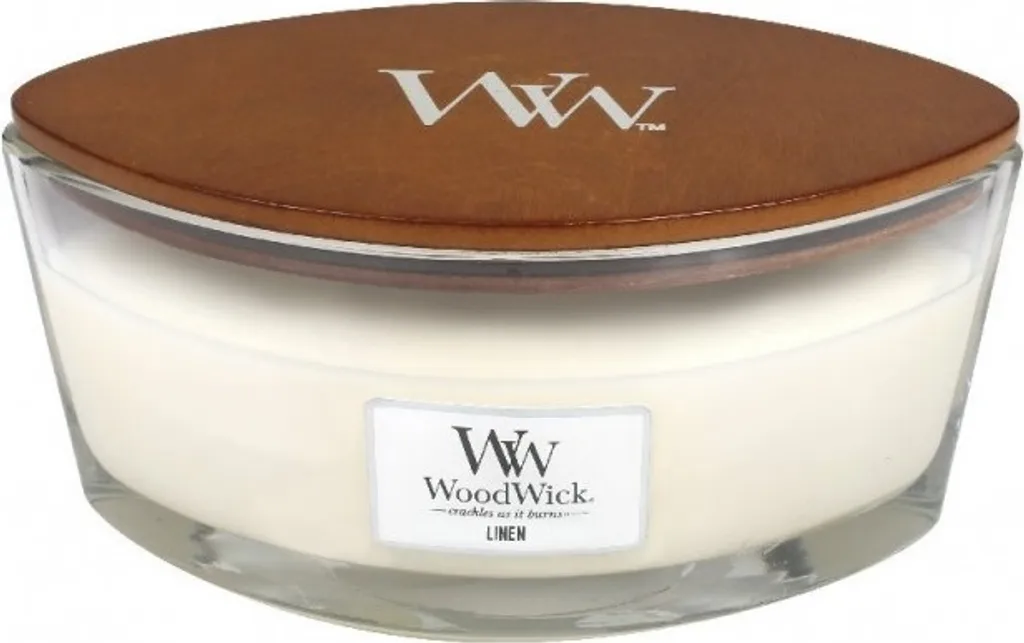 WoodWick Linen Bougie Parfumée 453g avec Mèche en Bois Crépitante