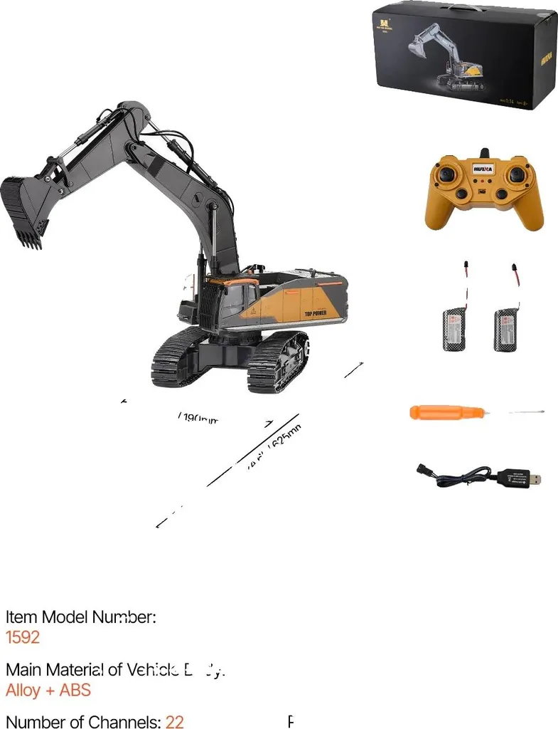 Engin de chantier télécommandé Pelle RC avec élastiques de tension noirs