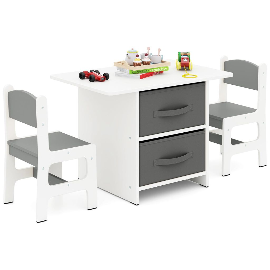 COSTWAY Kindertisch mit 2 Stühlen, 3 TLG. Kindersitzgruppe Produktbild 
