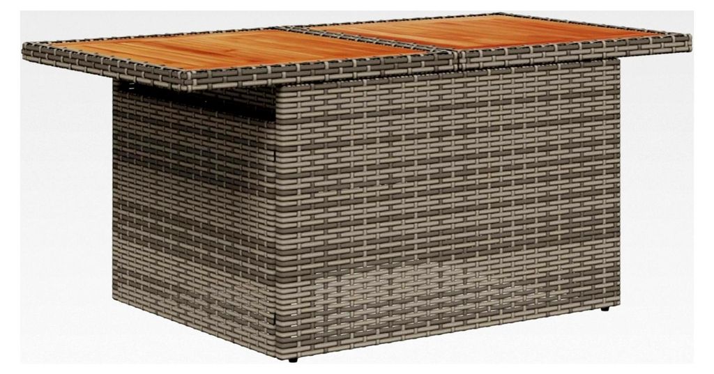 9-teiliges Garten-Sofa-Set mit Kissen in Grau aus Poly Rattan für den Außenbereich
